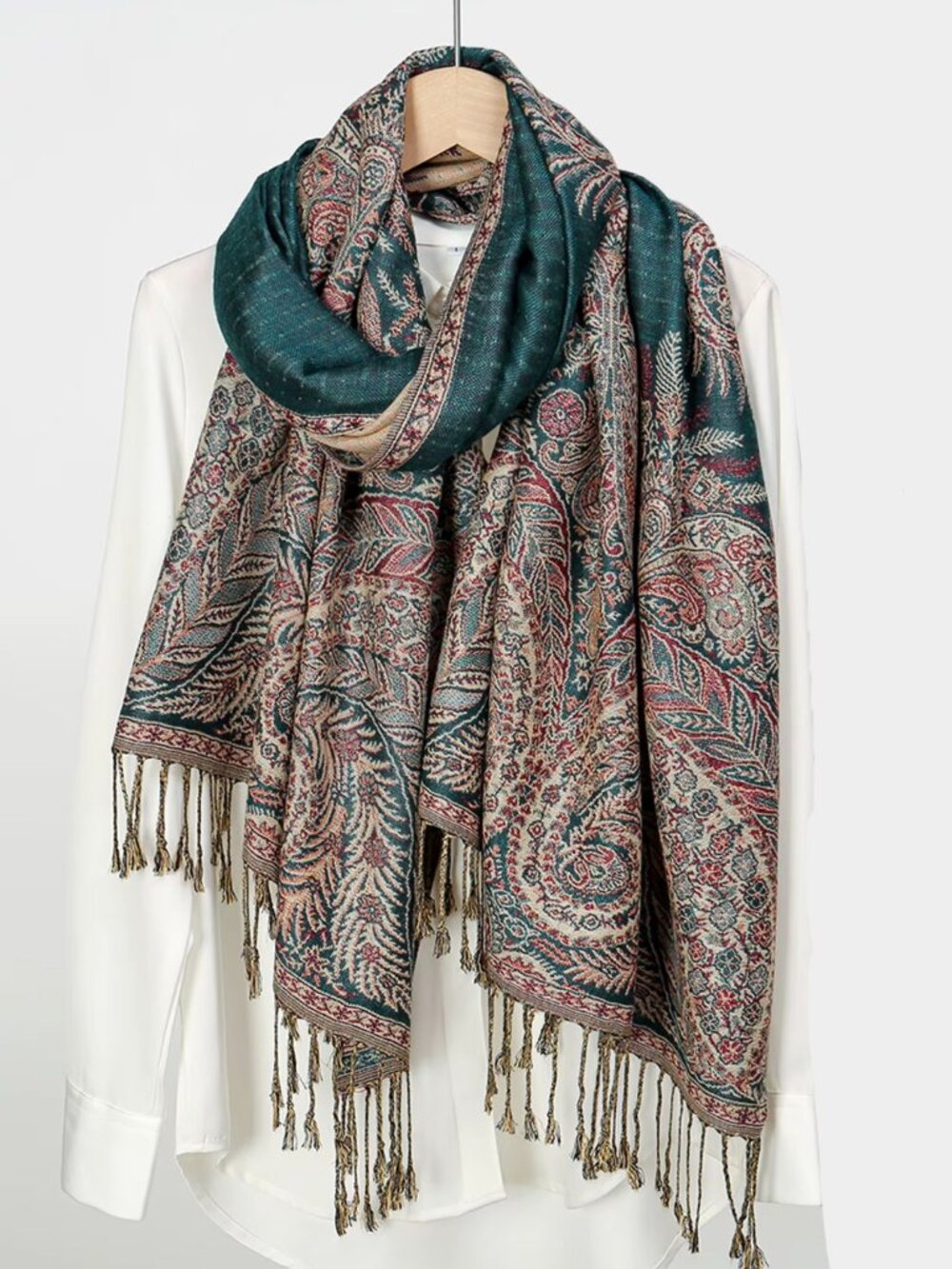 Emerald Green Reversible Pashmina Scarf Shawl Wrap